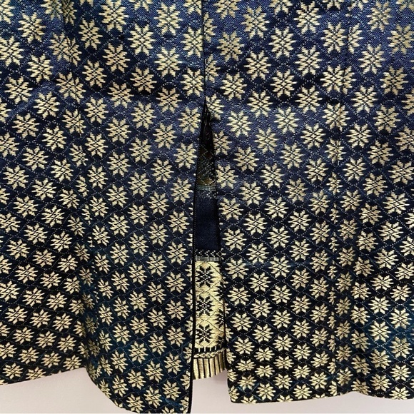 2/40$ Boon Thai Silk top large blue gold tank top boxy debardeur sleeveless - Picture 6 of 10